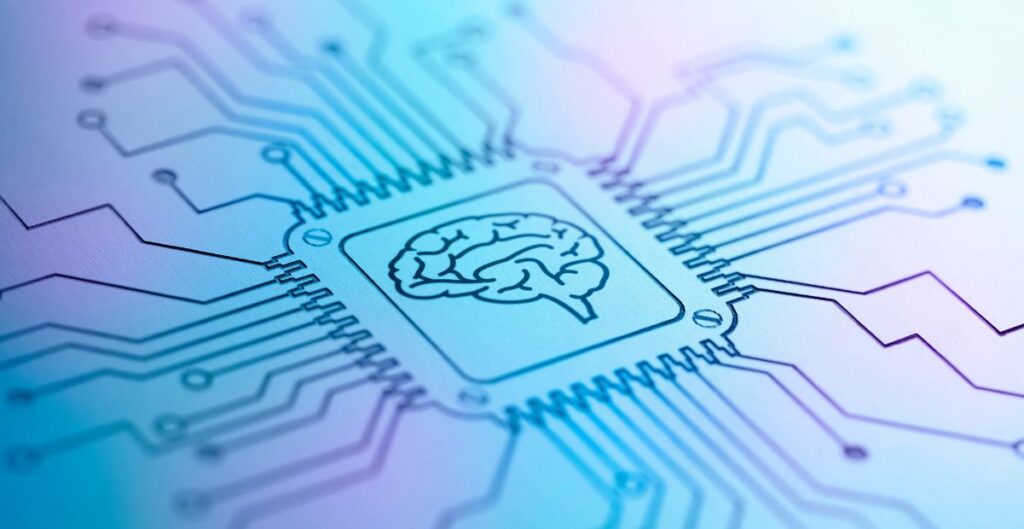 Circuito de inteligência artificial representando desafios éticos e regulamentares na tecnologia.